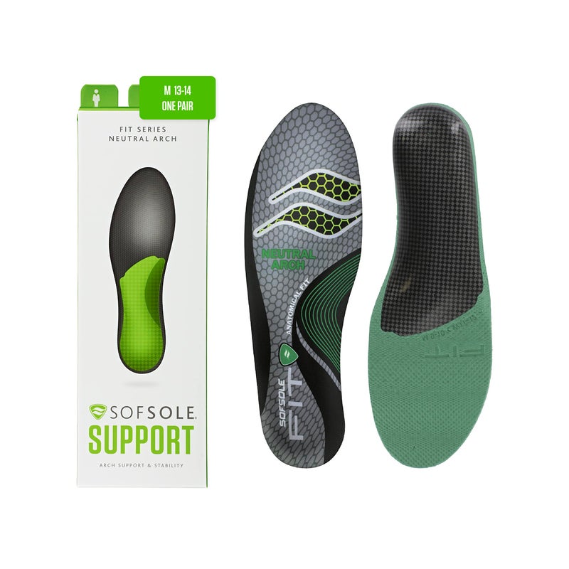 Sof Sole Women's Neutral Arch Unisex FIT Support Insoles, Grey, Women's 5-6/Men's 3-4 - Image 1
